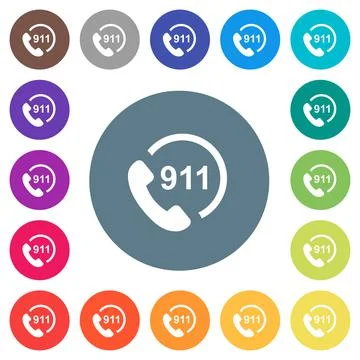 Emergency call 911 flat white icons on round color backgrounds イラスト素材