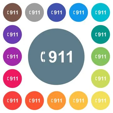 Emergency call 911 flat white icons on round color backgrounds イラスト素材