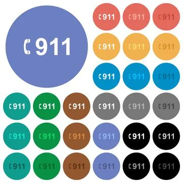 Emergency call 911 round flat multi colored icons Stock Illustration