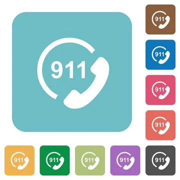Emergency call 911 rounded square flat icons Stock Illustration