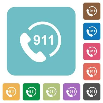 Emergency call 911 rounded square flat icons Illustrazione stock