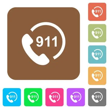 Emergency call 911 rounded square flat icons Illustrazione stock