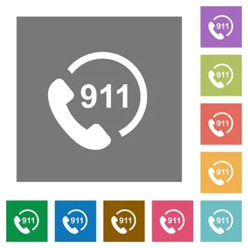 Emergency call 911 square flat icons イラスト素材