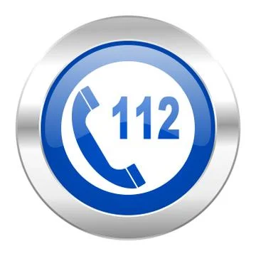 Emergency call blue circle chrome web icon isolated. イラスト素材