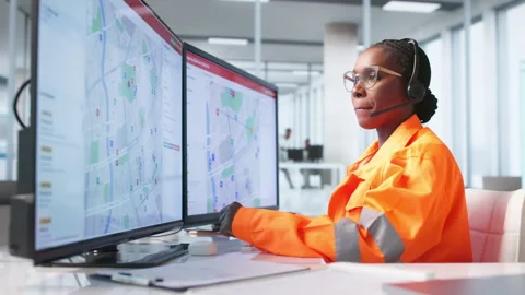 Emergency Call Center Worker Assists With Urgent Communication Stock Footage 337228268