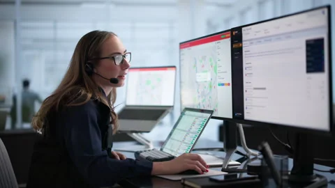Emergency Call Center Worker Quickly Answers SOS Call Stock Footage 340400342