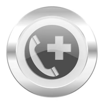 Emergency call chrome web icon isolated Stock Illustration