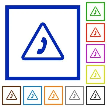 Emergency call flat framed icons Stock Illustration