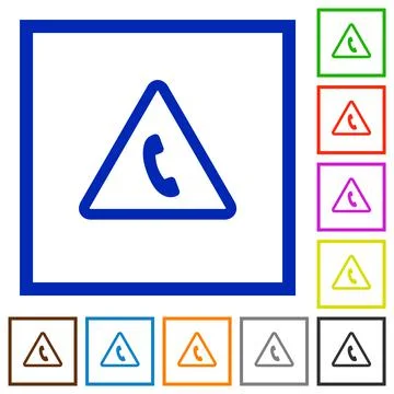 Emergency call flat framed icons 스톡 일러스트
