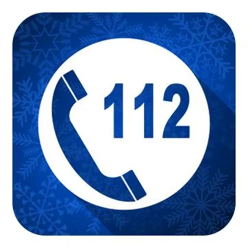 Emergency call flat icon, christmas button, 112 call sign. Stock Illustration