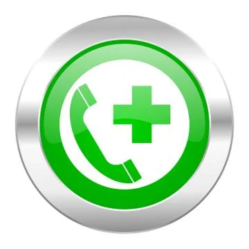 Emergency call green circle chrome web icon isolated. Stock Illustration