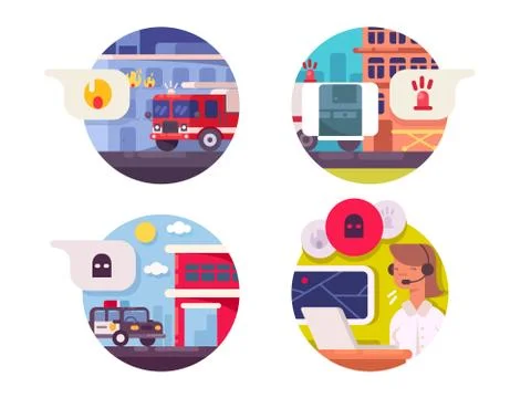 Emergency call icons set Stock Illustration
