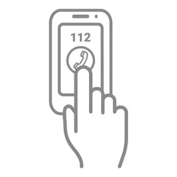 Emergency Call Number 112 On A Touch Screen Isolated On A White Background Stock Illustration