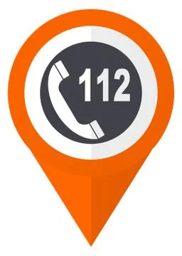 Emergency call orange pointer vector icon in eps 10 isolated on white backgro Stockillustratie