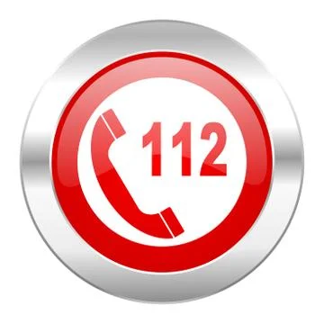 Emergency call red circle chrome web icon isolated. Stock Illustration