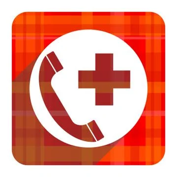 Emergency call red flat icon isolated. Illustrazione stock