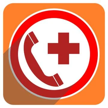 Emergency call red flat icon isolated. Illustrazione stock