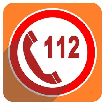 Emergency call red flat icon isolated. Illustrazione stock