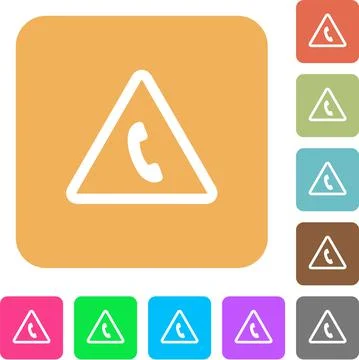 Emergency call rounded square flat icons Stock Illustration