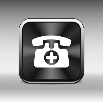 Emergency call sign icon vector fire phone number button. Stock Illustration