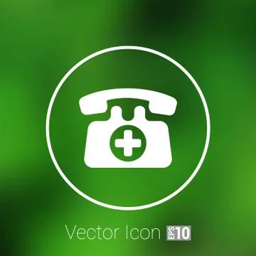 Emergency call sign icon vector fire phone number button. Stock Illustration