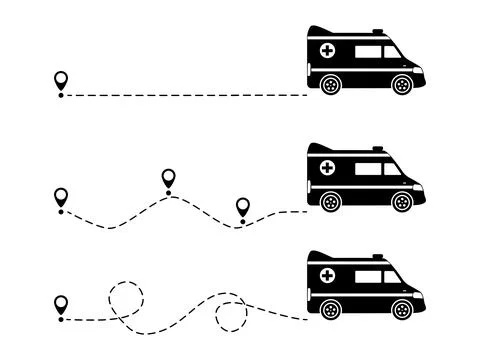 Emergency car with line start point set. Stock Illustration