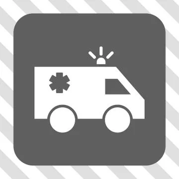 Emergency Car Rounded Square Button Stock Illustration
