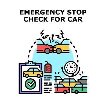 Emergency car stop check preventing a crash Stock Illustration