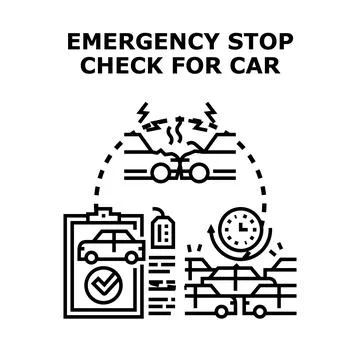 Emergency car stop check preventing a crash Stock Illustration