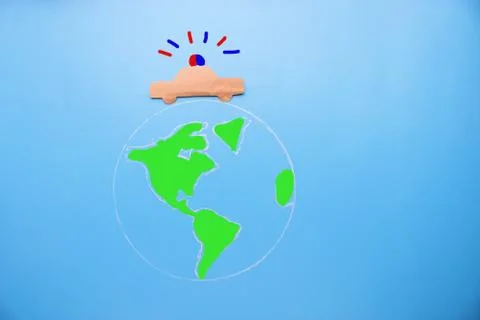 Emergency car on the world map Stock Photos