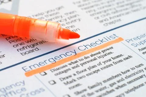 Emergency checklist Foto stock