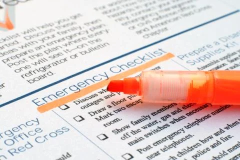 Emergency checklist Foto stock