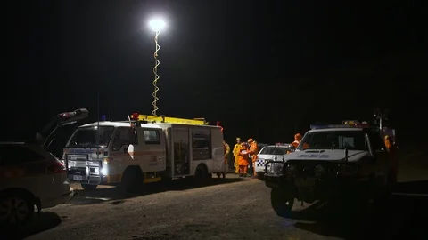 Emergency command centre at search and rescue scene Stock Footage 93264104