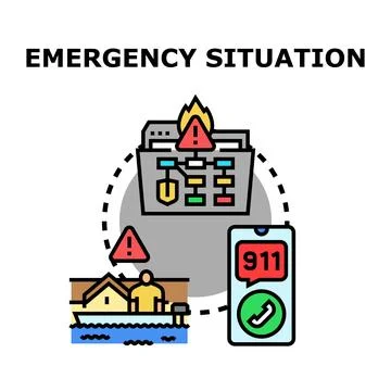 Emergency communication system connecting natural disaster and data issues Stock Illustration
