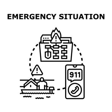 Emergency communication system connecting natural disaster and data issues Stock Illustration