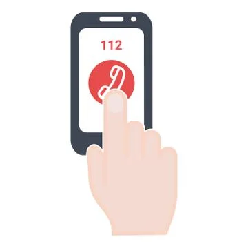 Emergency Concept Emergency Call On The Screen Of Phone. Isolated On A White Stock Illustration