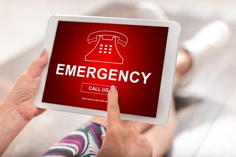 Emergency concept on a tablet Stock-Fotos