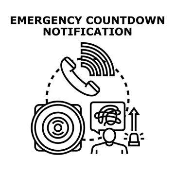 Emergency countdown notification system concept illustration Stock Illustration