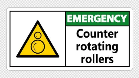 Emergency counter rotating rollers sign on transparent background Stock Illustration