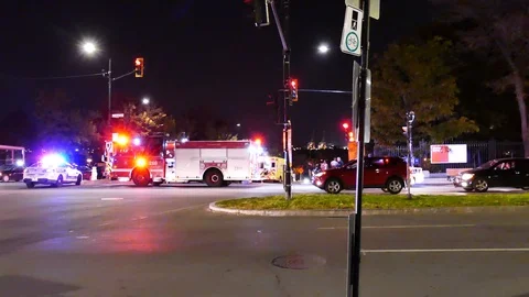 Emergency crew in a boulevard Stock Footage 119866048