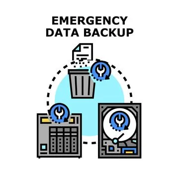 Emergency data backup and recovery system for digital information Stock Illustration