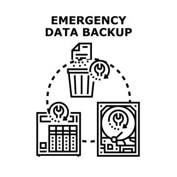 Emergency data backup and recovery system for digital information Stock Illustration