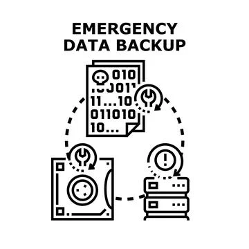 Emergency data backup and recovery system for digital information protection Stock Illustration