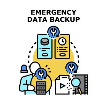 Emergency data backup protecting important information 스톡 일러스트