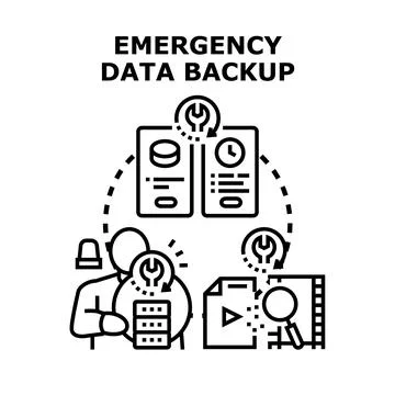 Emergency data backup protecting important information 스톡 일러스트