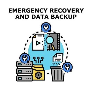 Emergency data recovery and backup system concept Stock Illustration