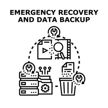 Emergency data recovery and backup system concept Stock Illustration