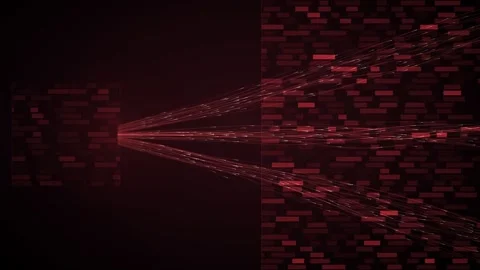 Emergency Data Splitting Into Parallel Red Streams Across A Code Mosaic Stock-Footage 343228687