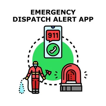 Emergency dispatch alert app connecting rescue services Stock Illustration