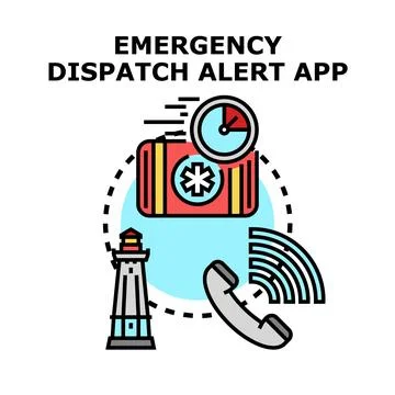 Emergency dispatch alert application service and quick response Stock Illustration